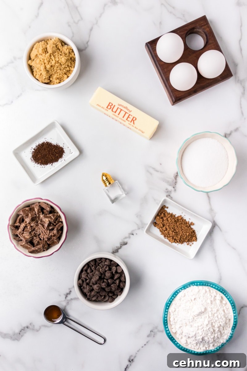 ingredients displayed for making the best brownies recipe