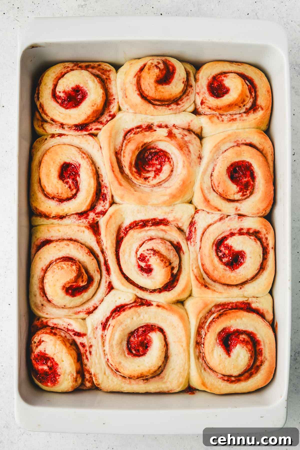 baked strawberry cinnamon rolls fresh from the oven