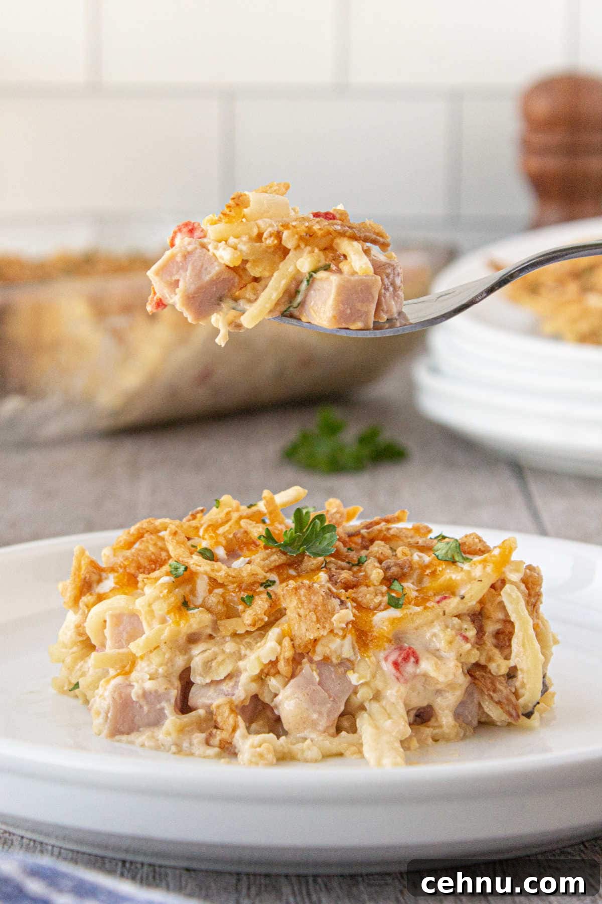 A plateful of the ham casserole.
