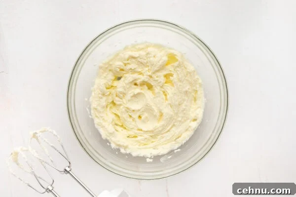 Classic Butter Cookies Recipe for Tea Time 4 Creamed butter and sugar in a glass mixing bowl.