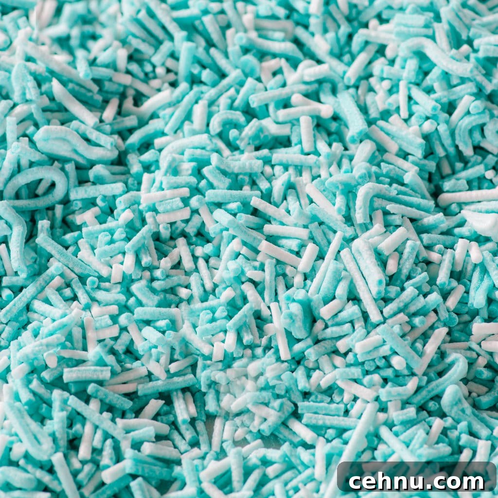 How to Make Sugar-Free Sprinkles for Low-Carb Baking 8 Magnified photo of blue and white sprinkles