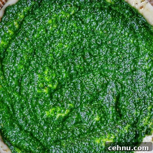 spinach pesto pizza