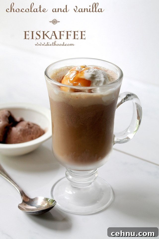 Chocolate and Vanilla Eiskaffee | www.diethood.com | Iced Coffee served over chocolate and vanilla ice cream | #recipe #coffee #icecream #summer