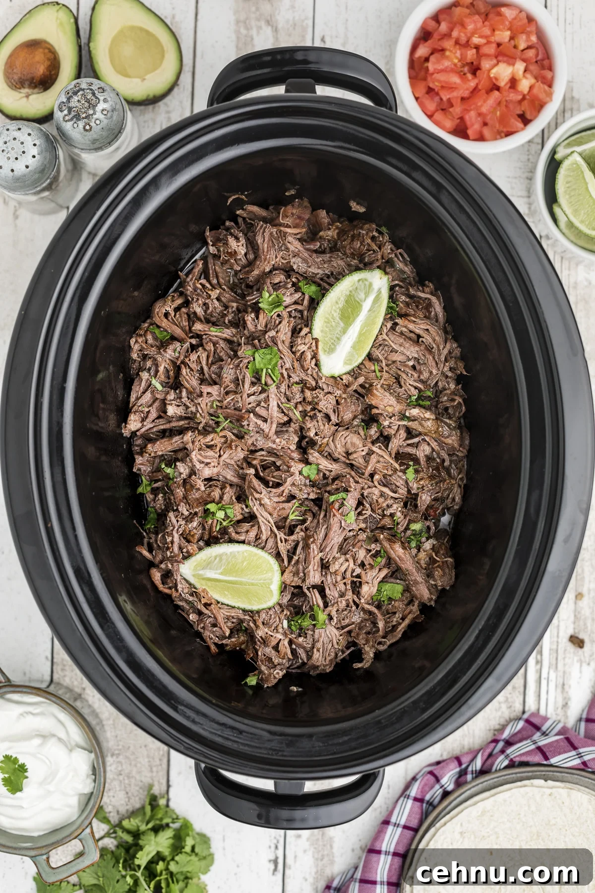 done cooking mexican shredded beef in slow cooker