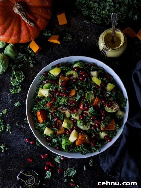 Vegan Fall Harvest Salad with Kale and Pumpkin