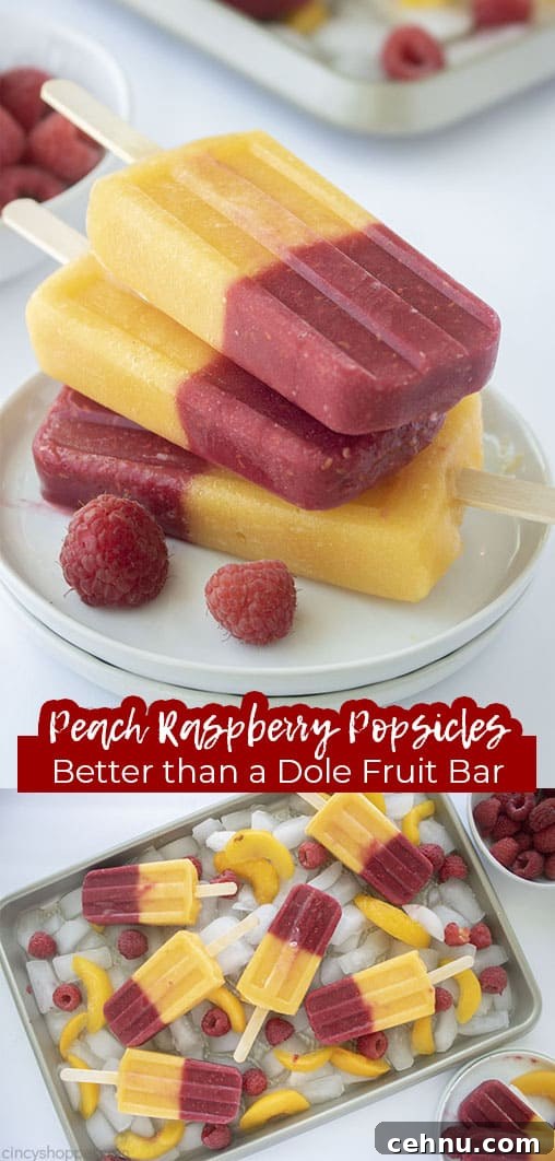 Homemade Peach and Raspberry Popsicles Recipe 15 Long pin collage Peach Raspberry Popsicles