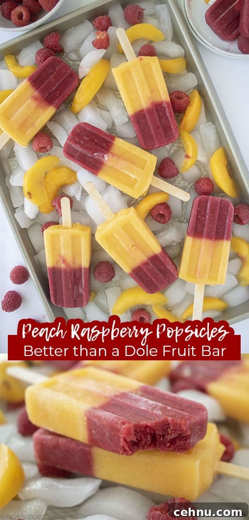 Homemade Peach and Raspberry Popsicles Recipe 16 Long pin collage Peach Raspberry Popsicles