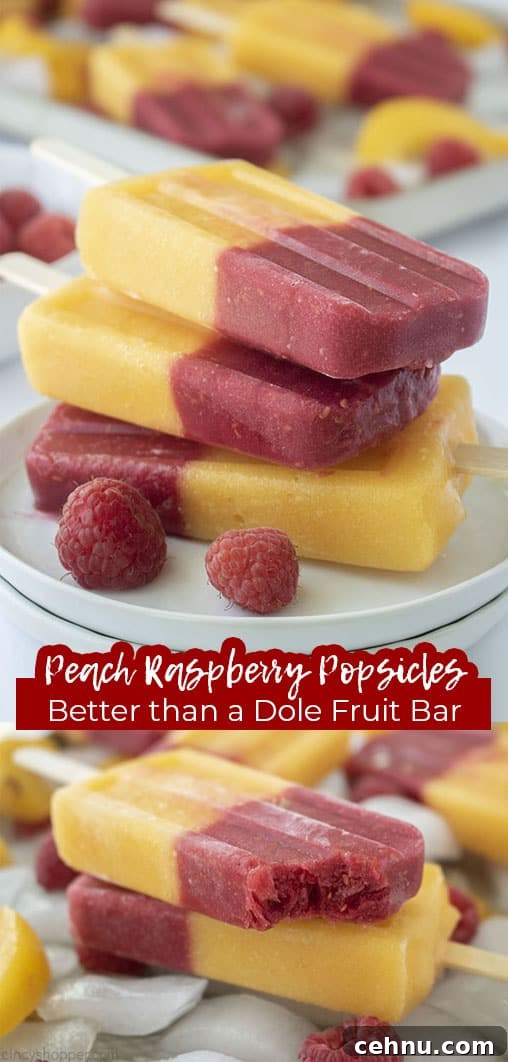 Homemade Peach and Raspberry Popsicles Recipe 17 Long pin collage Peach Raspberry Popsicles