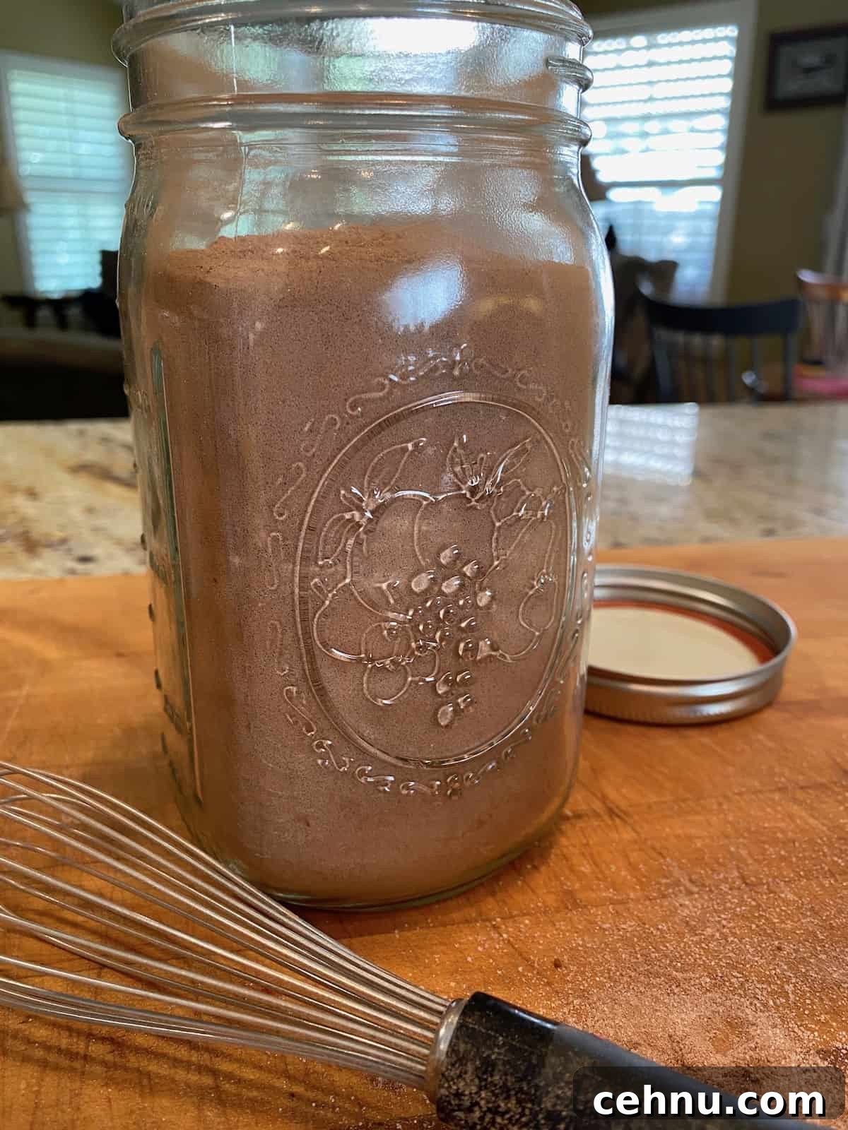 Homemade Brownie Mix Recipe for Fudgy Chocolate Brownies 5 Brownie mix in a glass jar.