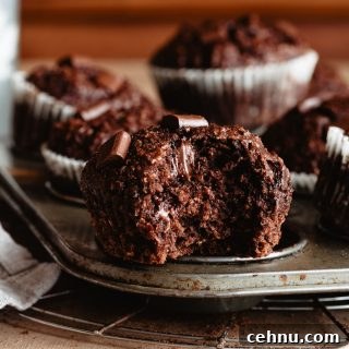 The inside of zucchini chocolate muffins