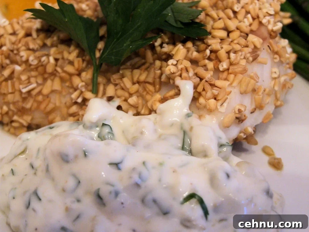 Homemade Tartar Sauce with Oat Crushed Fish