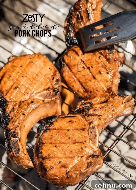 Zesty Grilled Pork Chops on a platter