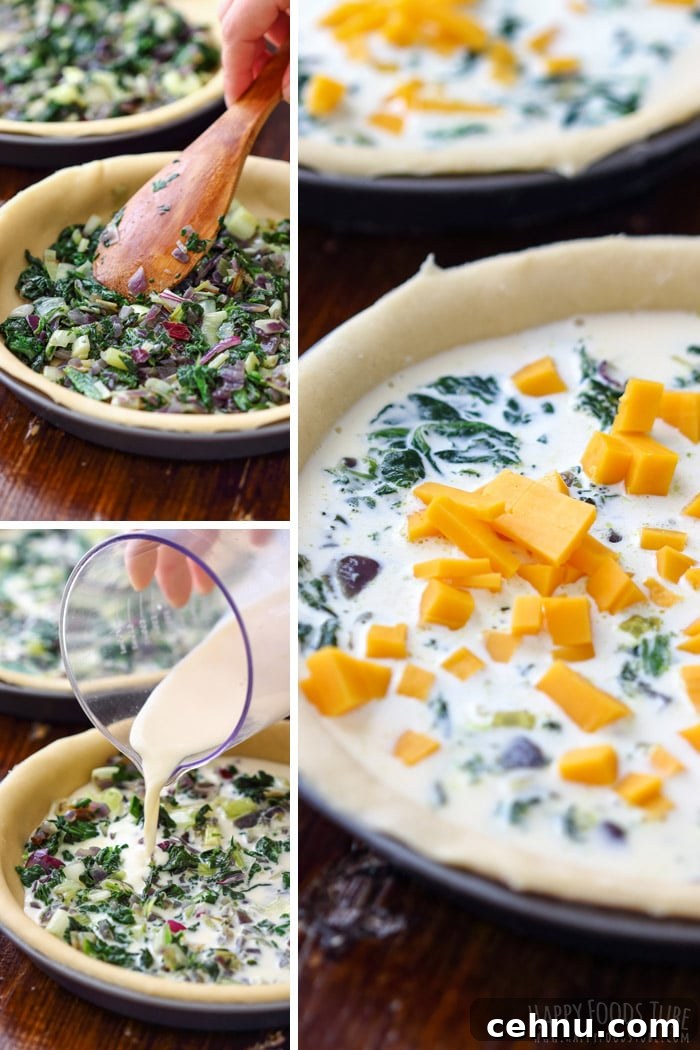 Step by step how to make Spinach and Cheddar Quiche 3